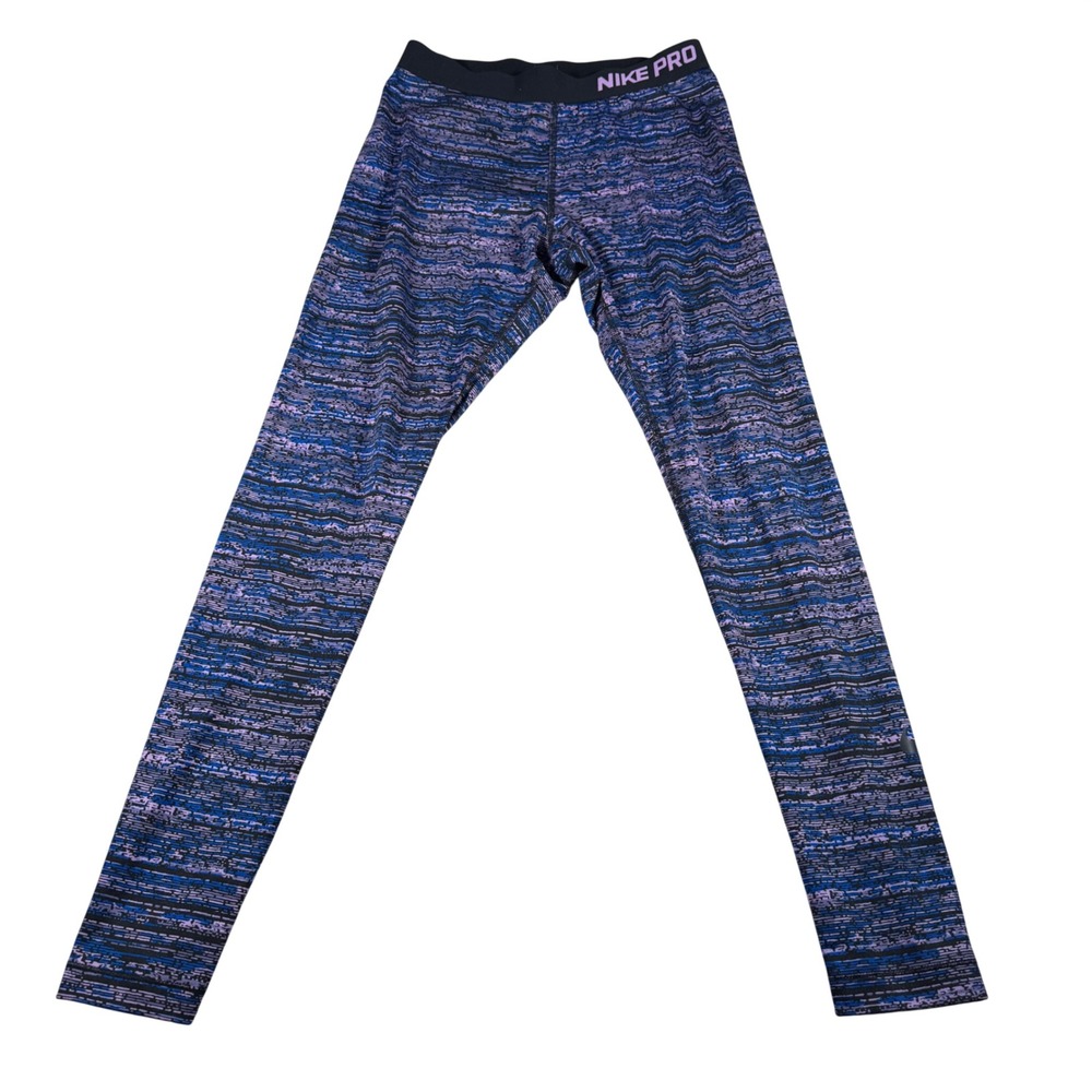 Nike Pro Leggings Women Medium (FITS 25x27) Purple Blue Space Dye Dri-FIT Tights